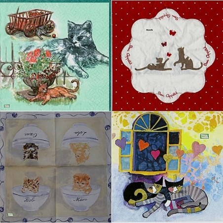 4 serviettes papier Chats -02