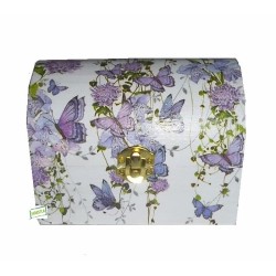 Coffre bois Papillons serviettage