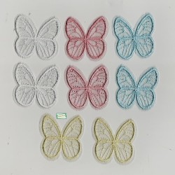 8 Patchs tissu papillon brodés