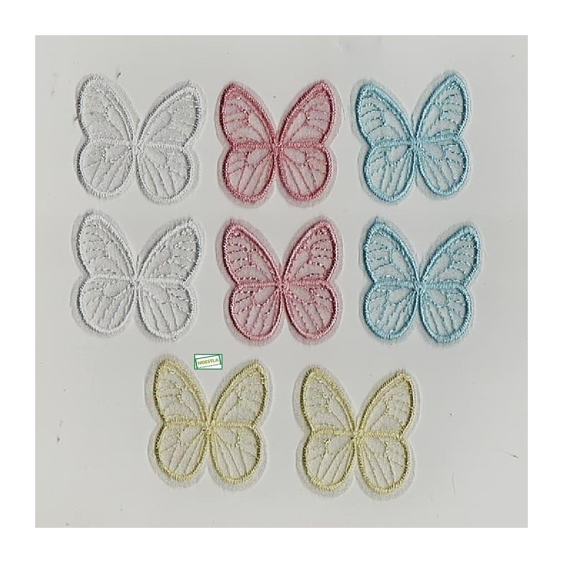 8 Patchs tissu papillon brodés