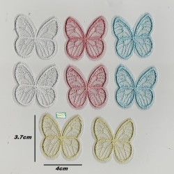 8 Patchs tissu papillon brodés