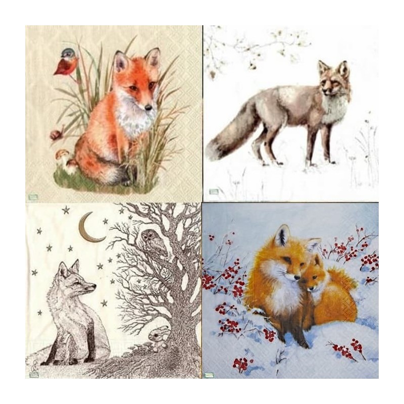 4 serviettes Les Renards-LA1