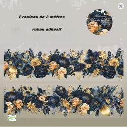 Ruban adhésif décoratif fleurs n°1  – 2 mètres