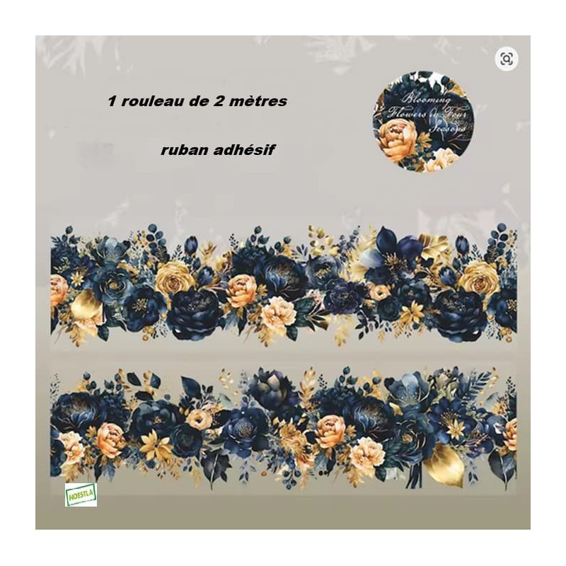Ruban adhésif décoratif fleurs n°1  – 2 mètres