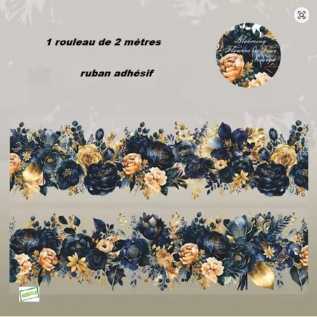 Ruban adhésif décoratif fleurs n°1  – 2 mètres