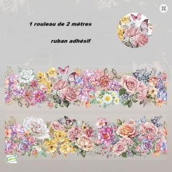 Ruban adhésif décoratif fleurs n°2  – 2 mètres
