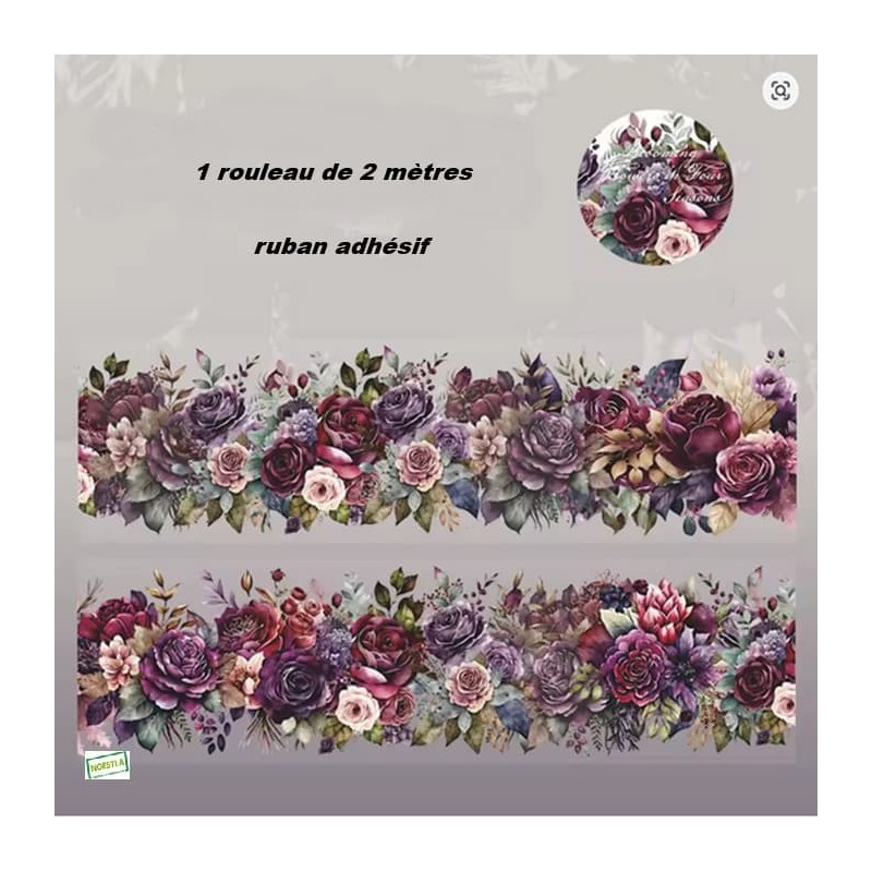 Ruban adhésif décoratif fleurs n°3  – 2 mètres
