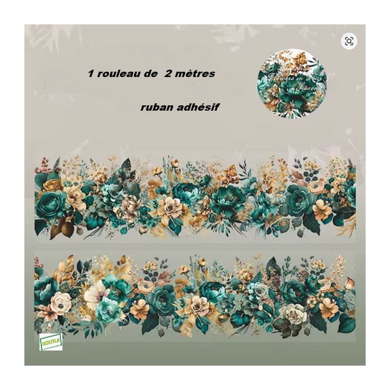 Ruban adhésif décoratif fleurs n°4  – 2 mètres