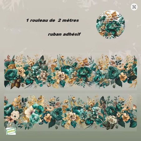 Ruban adhésif décoratif fleurs n°4  – 2 mètres