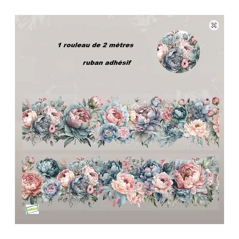 Ruban adhésif décoratif fleurs n°5  – 2 mètres