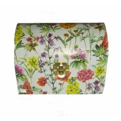 Coffre bois Fleurs serviettage