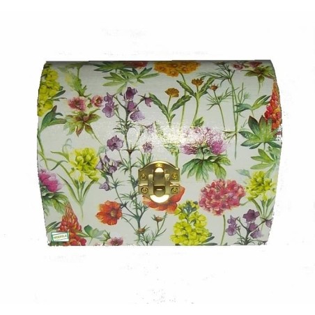 Coffre bois Fleurs serviettage