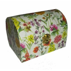 Coffre bois Fleurs serviettage