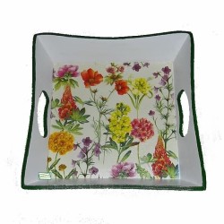 Plateau bois Fleurs serviettage