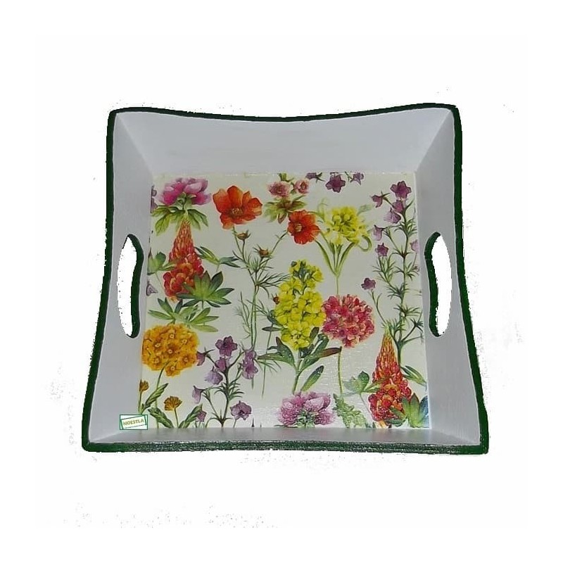 Plateau bois Fleurs serviettage