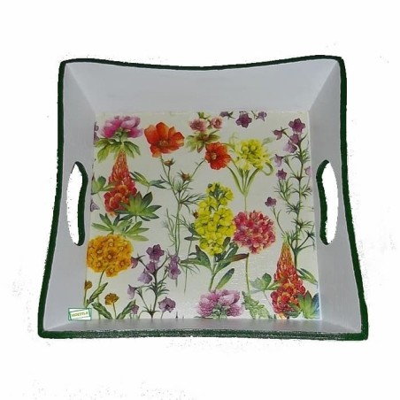 Plateau bois Fleurs serviettage