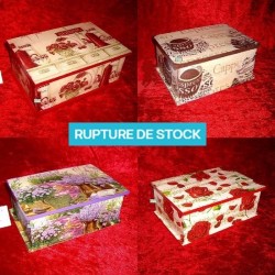 Boite bois Fleurs serviettage