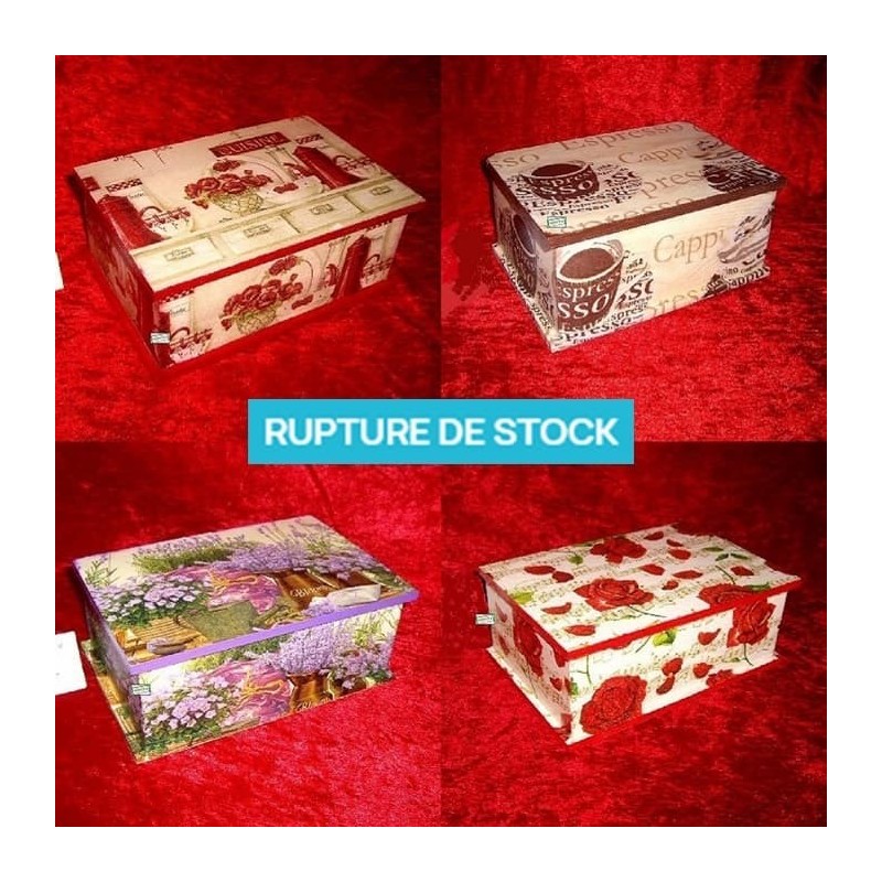 Boite bois Fleurs serviettage