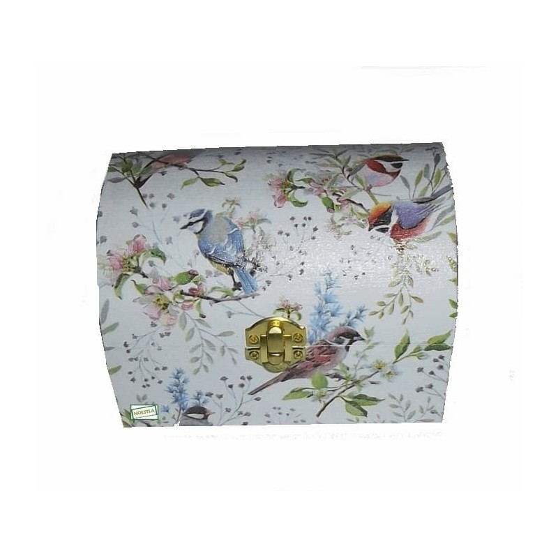 Coffre bois Oiseaux serviettage