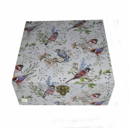 Boite bois Oiseaux serviettage
