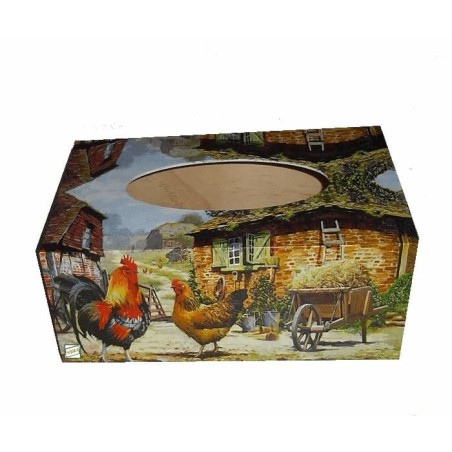 Boite mouchoirs bois Ferme