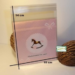 50 Pochettes cadeaux roses Le Poney