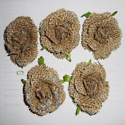 11 Fleurs en toile de jute