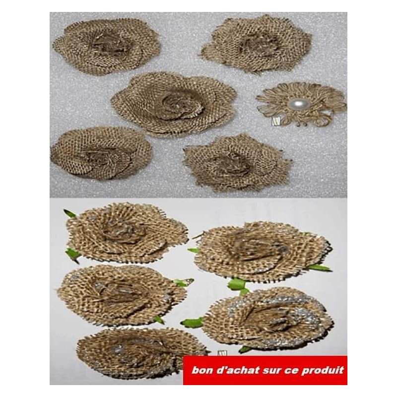 11 Fleurs en toile de jute