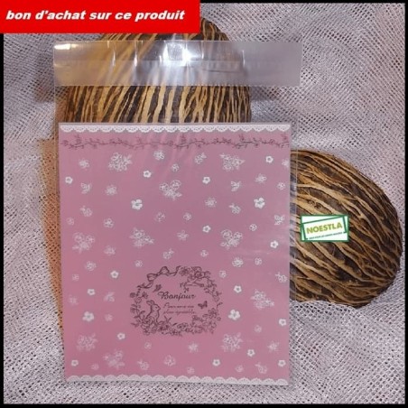 50 Pochettes cadeaux Bonjour Rose