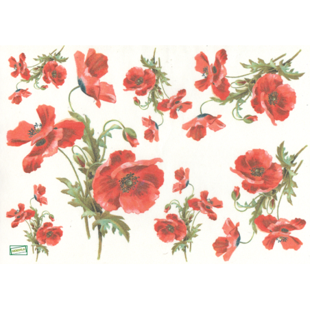 1papier riz Coquelicots-R957
