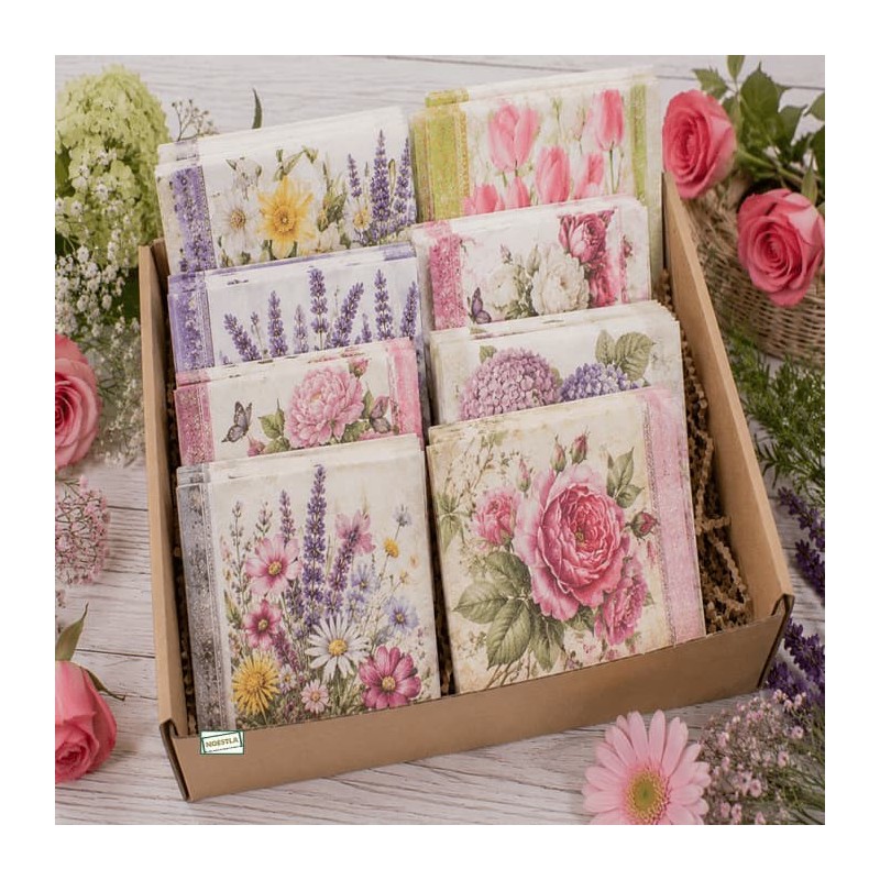BOX 50 Serviettes Fleurs