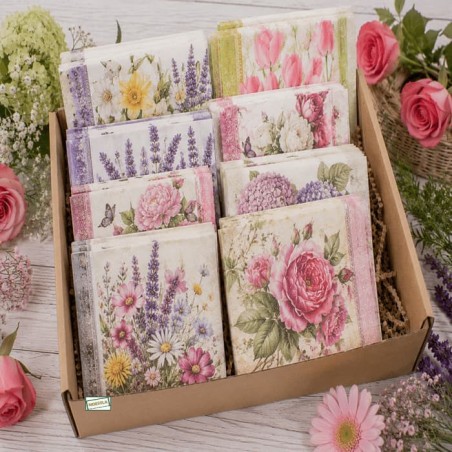 BOX 50 Serviettes Fleurs