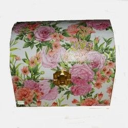 Coffre bois Les Roses serviettage