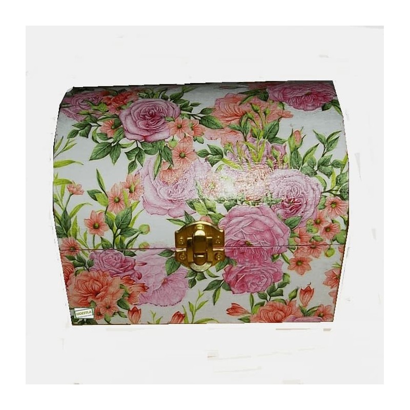 Coffre bois Les Roses serviettage