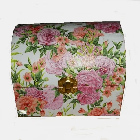 Coffre bois Les Roses serviettage