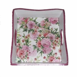 Coffre bois Les Roses serviettage