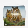 Coffre bois Chevaux serviettage