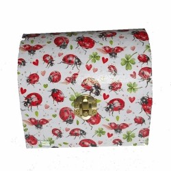 Coffre bois Coccinelles serviettage