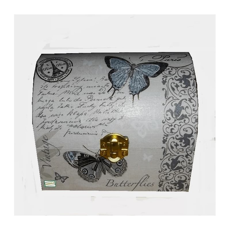 Coffre bois Papillons serviettage