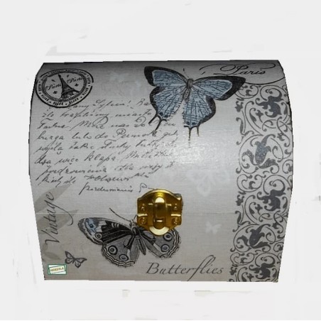 Coffre bois Papillons serviettage