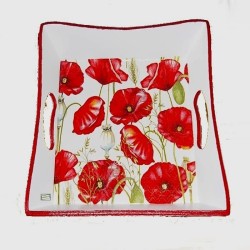 Plateau bois Coquelicots serviettage