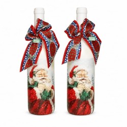 2 Bouteilles verre Noêl serviettage