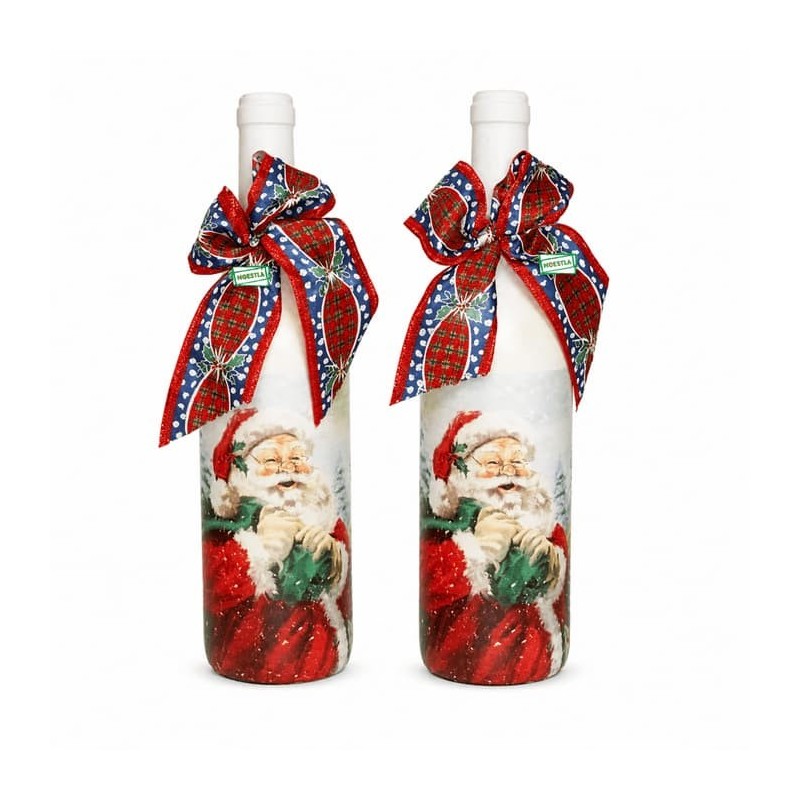 2 Bouteilles verre Noêl serviettage
