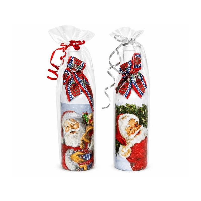 2 Bouteilles verre Noêl serviettage