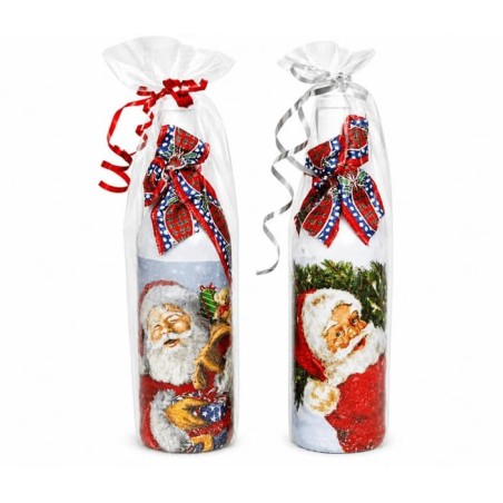 2 Bouteilles verre Noêl serviettage