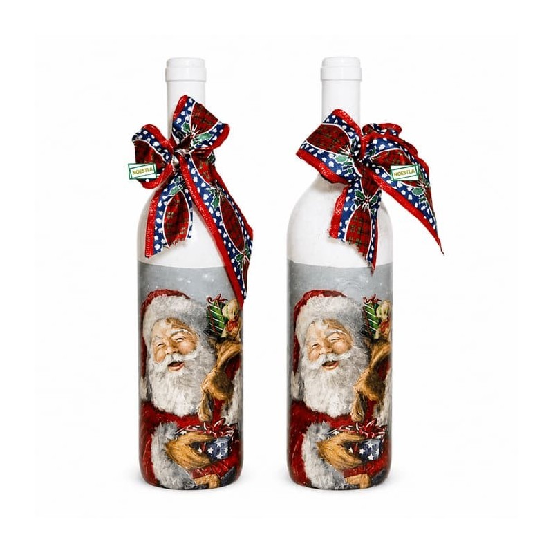 2 Bouteilles  Noêl serviettage