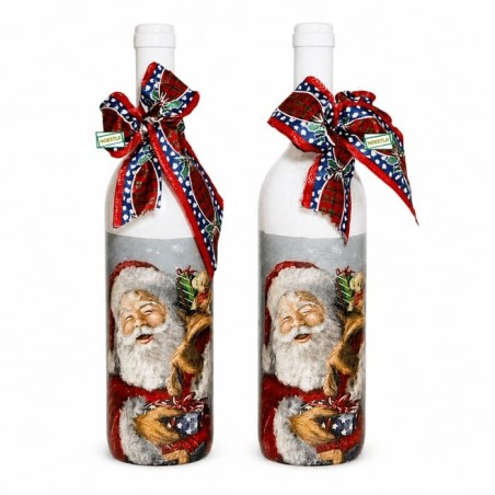 2 Bouteilles  Noêl serviettage