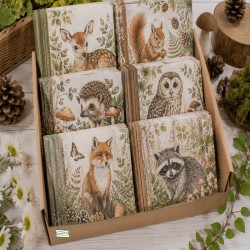 BOX 50 serviettes Animaux bois