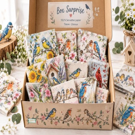 BOX 50 serviettes Oiseaux
