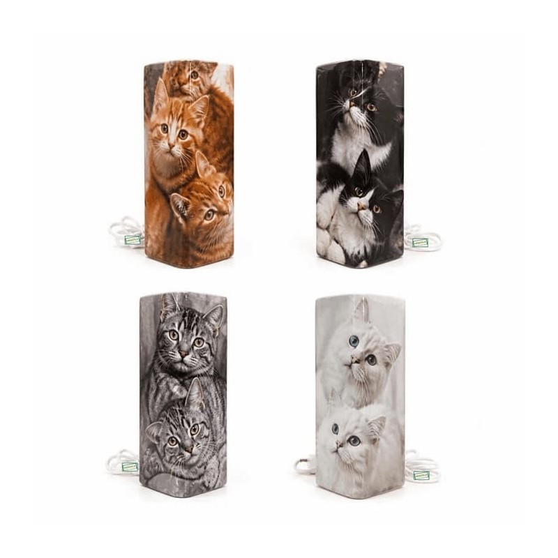 Lampes verre Chats serviettage